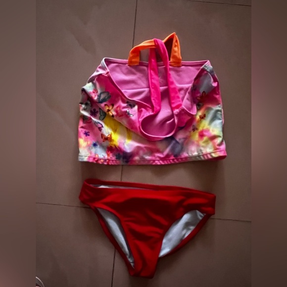 Tankini swimsuit, Wonder Nation Girls Unicorn M (7-8 UPF 50+. 2 Pieces Pink/red‎ - Picture 5 of 13